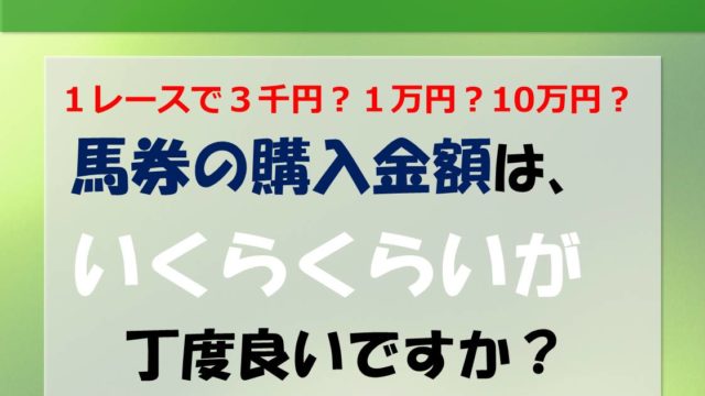 1回 万円 1レースに使う馬券の購入金額は いくらがいいのか ウマいく 競馬を知る 勝つ 楽しむ